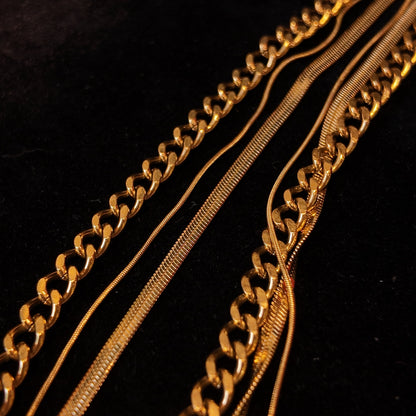 Three-layer plain gold necklace JA046