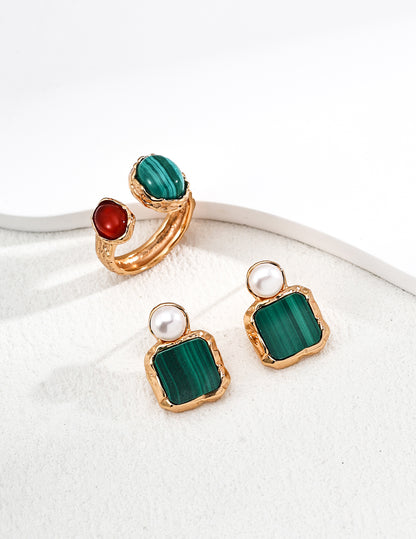 Malachite earrings E01347-2