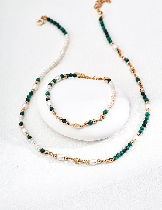 Beaded Malachite Necklace D0648