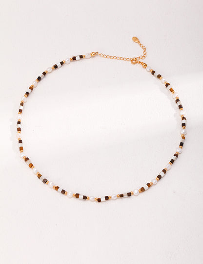 Floating light black shell necklace D0442