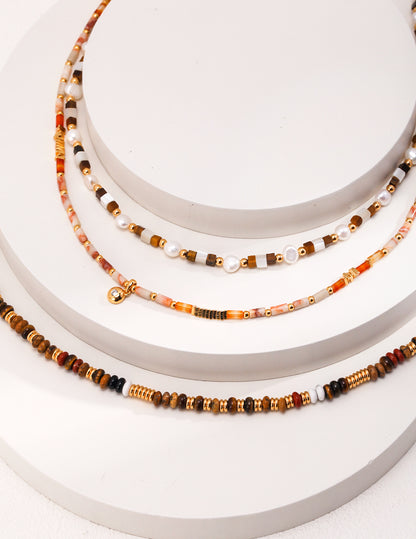 Floating light black shell necklace D0442