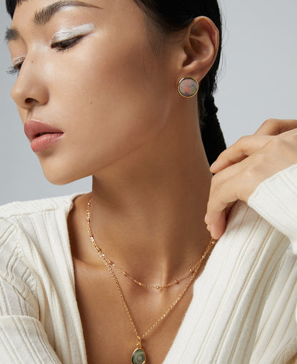 Floating light black shell necklace D0383