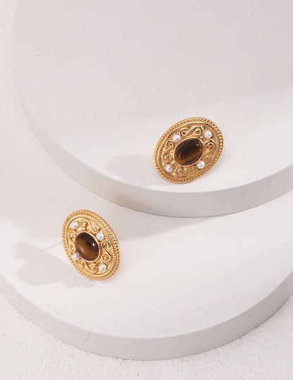 Tiger eye stone earrings E01096