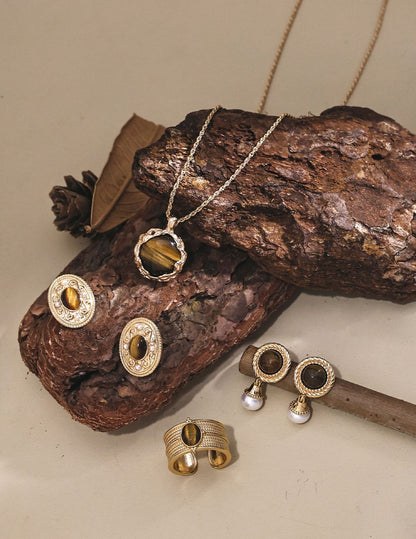 Tiger eye stone earrings E01096