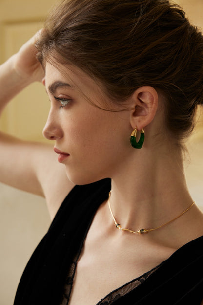 Streamline imitation amber earrings E01238-2
