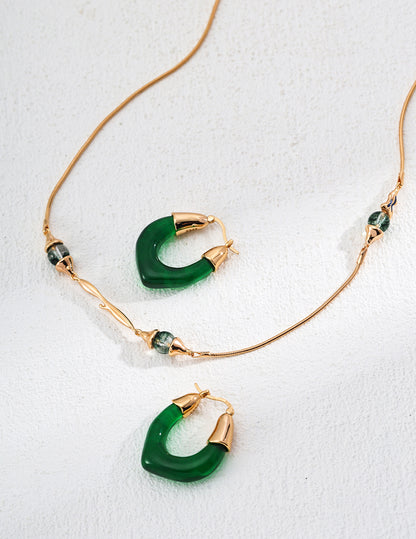 Streamline imitation amber earrings E01238-2