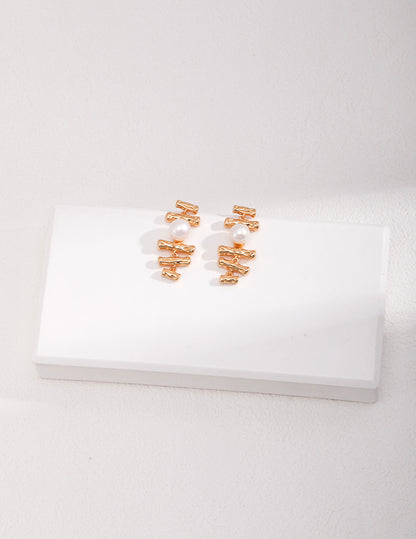 Star trace pearl earrings E01029
