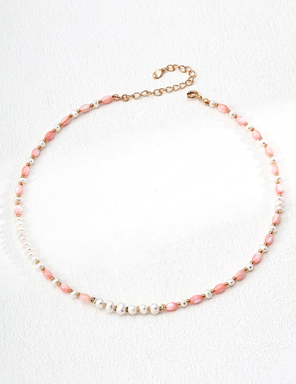 Pink shell necklace D0636-2