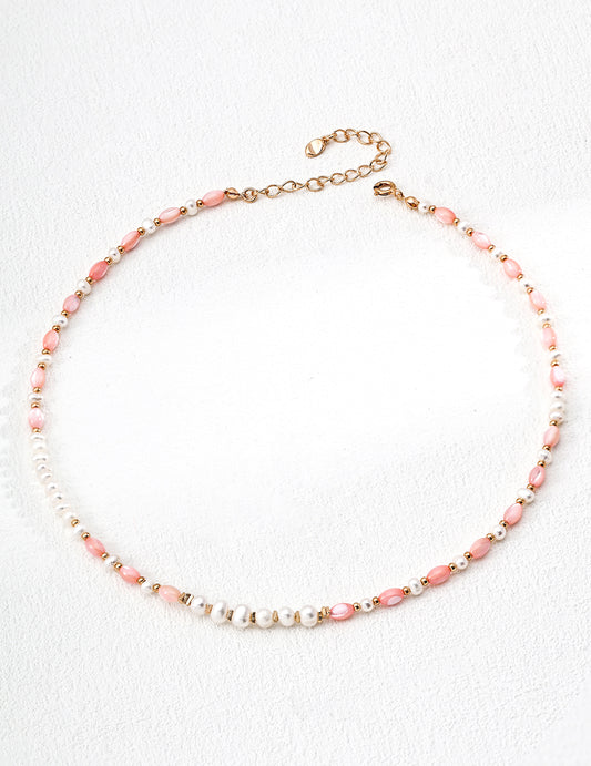 Pink shell necklace D0636-2