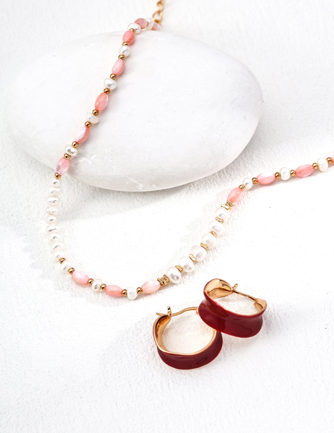 Pink shell necklace D0636-2