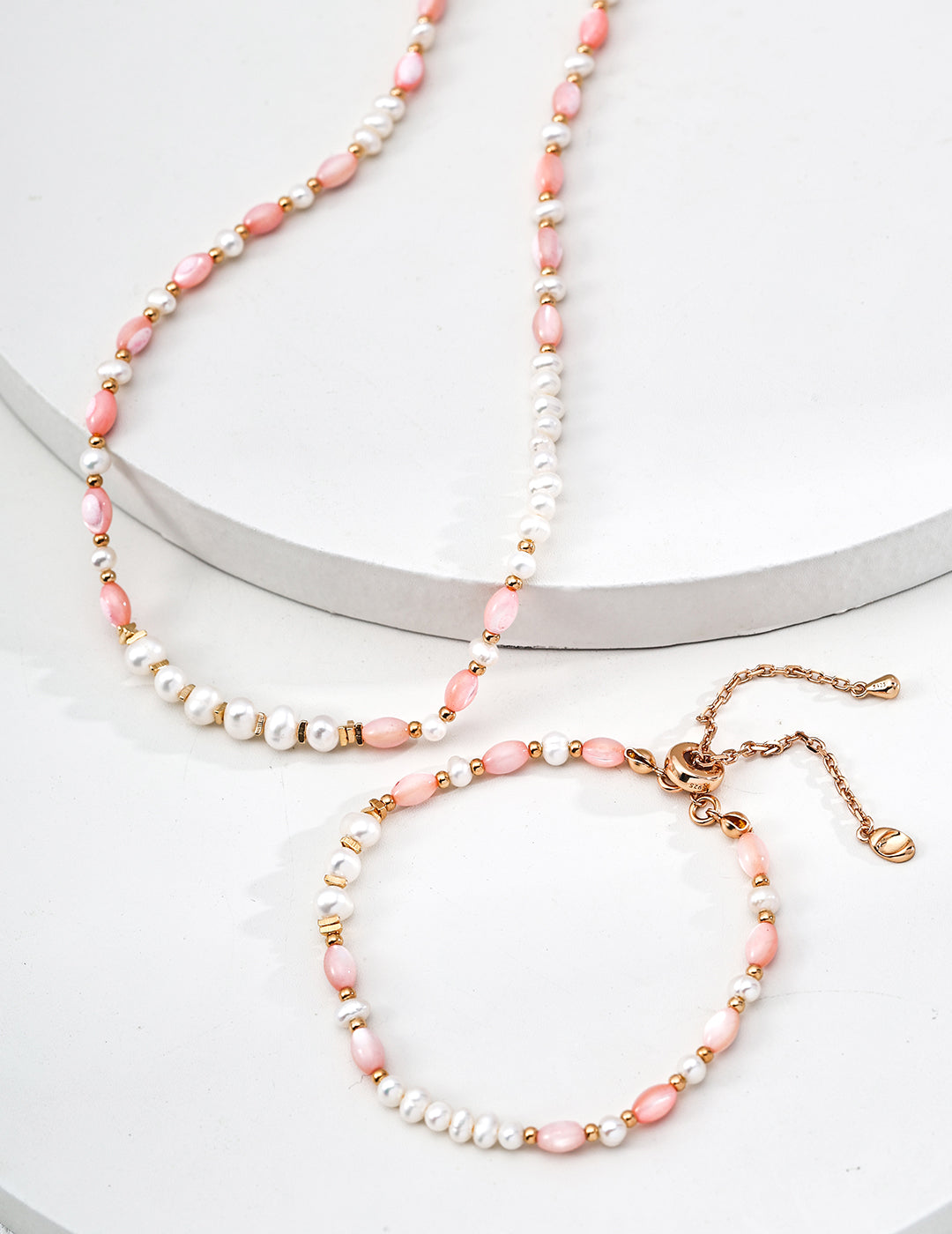 Pink shell necklace D0636-2
