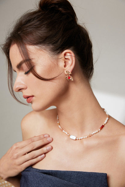 Strawberry Crystal Necklace D0440