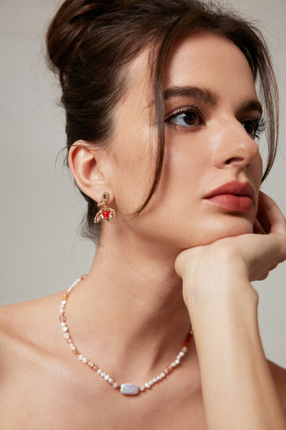 Strawberry Crystal Necklace D0440