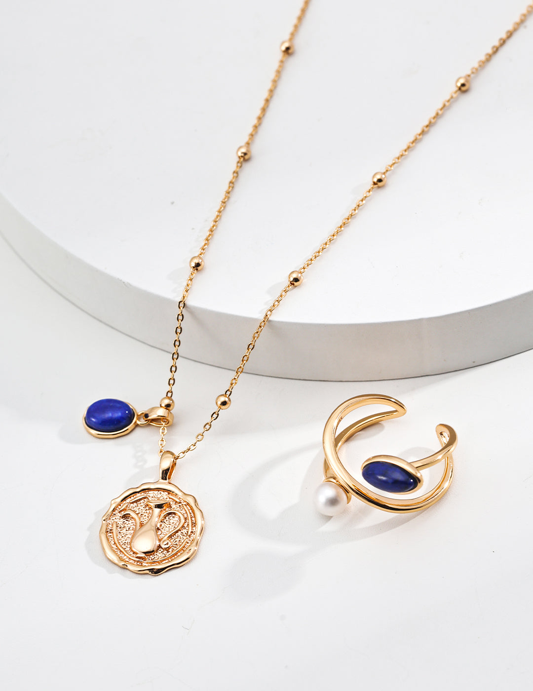 Lapis Lapis Lapis Pendant Necklace D0556-2