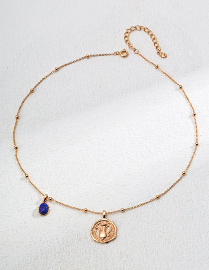 Lapis Lapis Lapis Pendant Necklace D0556-2