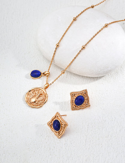 Lapis Lapis Lapis Pendant Necklace D0556-2