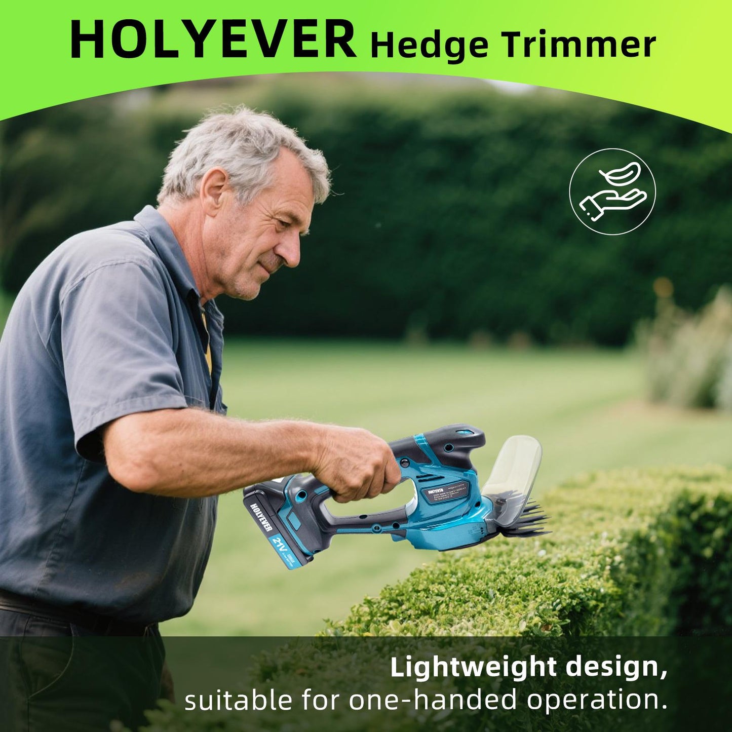 Holyever Dual Purpose Cordless Hedge Trimmer with Two Batteries for Home and Garden Trimming Plants, Saplings, Flowers, grass shear gift for Father