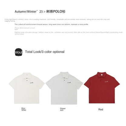 Fashion Simple Embroidered Short-sleeved T-shirt Men's 2025 Summer New Simple Half-sleeved Polo Shirt SH-684