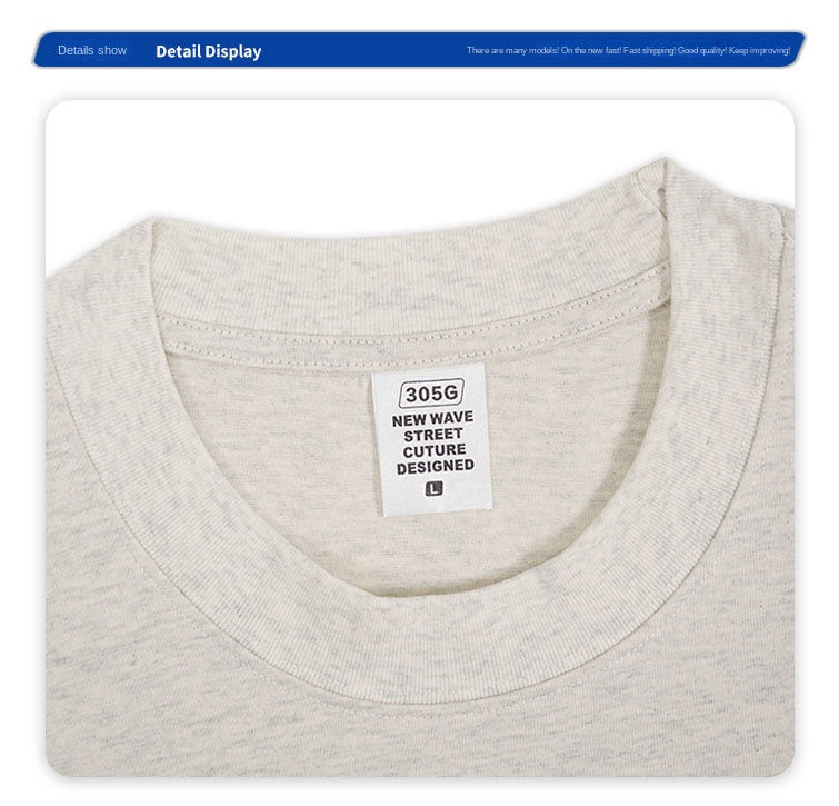 RFSD Men's 2025 Spring and Summer 305G Heavy T-shirt Men's American Pure Cotton Tide Brand Solid Color Short Sleeve Teenager T-shirt SH-682