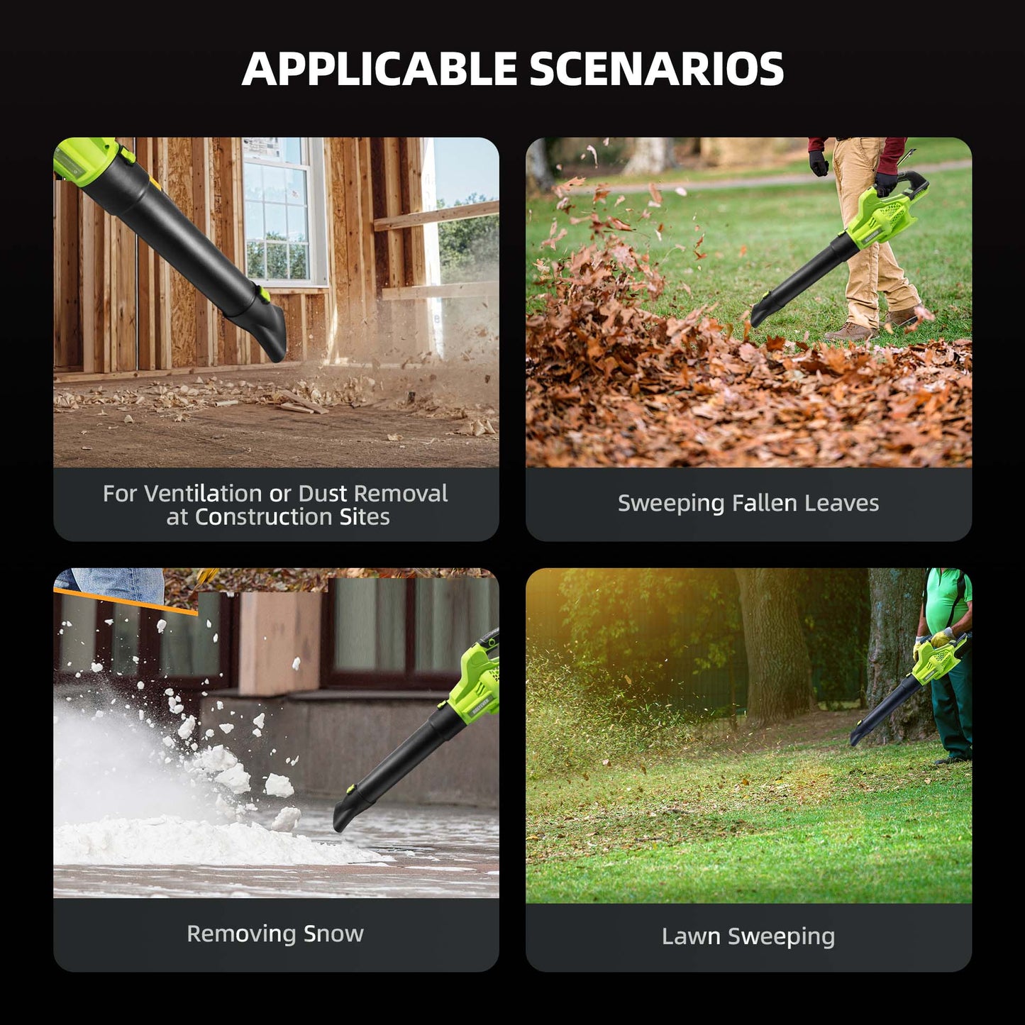 Holyever Cordless Turbo Blower for home, yard, clearing leaves, snow.