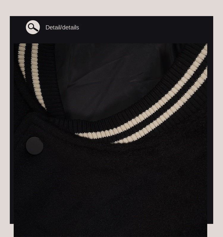 New Retro Street Leather Heavy Industry Embroidered Contrast Color Couple American Baseball Suit Jacket For Men And Women SHW-432