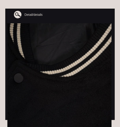 New Retro Street Leather Heavy Industry Embroidered Contrast Color Couple American Baseball Suit Jacket For Men And Women SHW-432