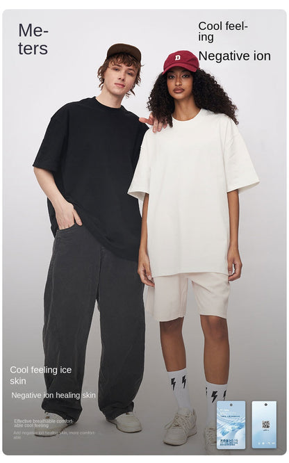 RFSD Men's 2025 Spring and Summer 305G Heavy T-shirt Men's American Pure Cotton Tide Brand Solid Color Short Sleeve Teenager T-shirt SH-682