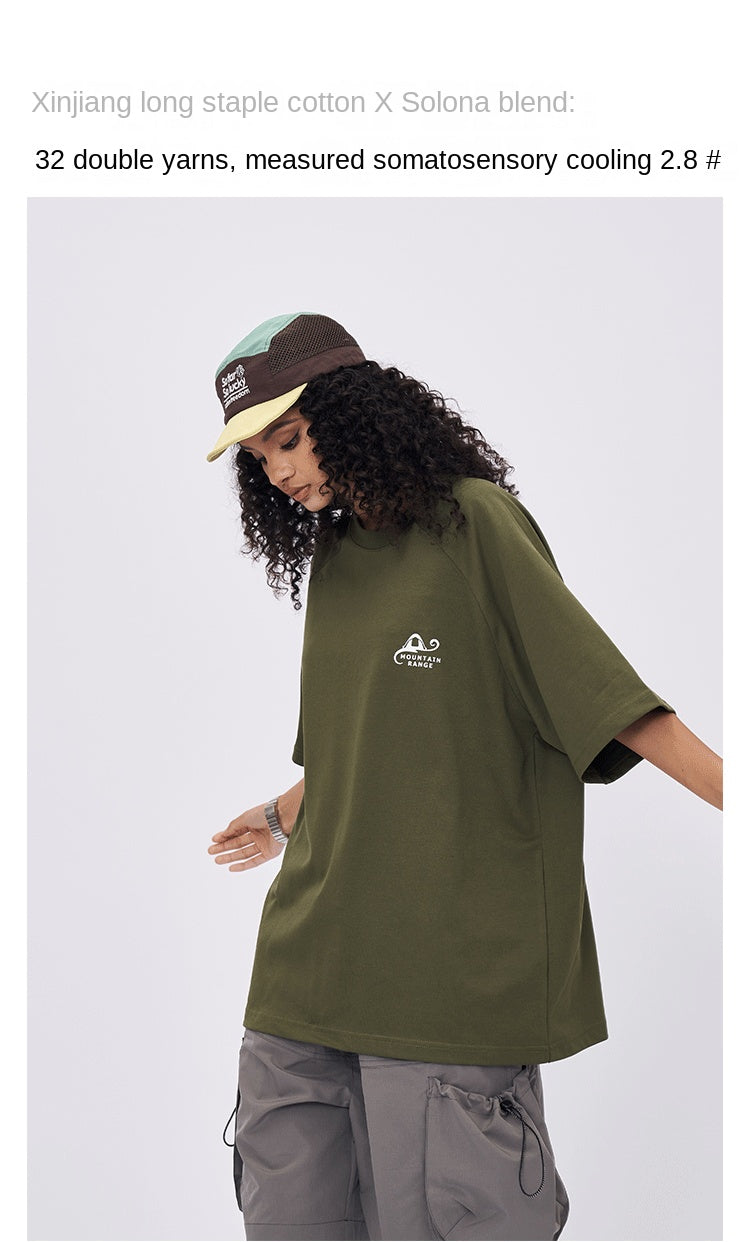 Spring and summer 2025 new American letter logo stitching contrast color design short sleeve T-shirt men loose SH-691