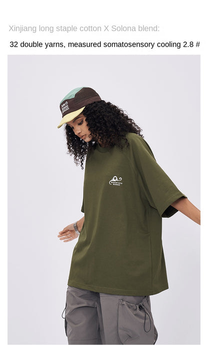 Spring and summer 2025 new American letter logo stitching contrast color design short sleeve T-shirt men loose SH-691