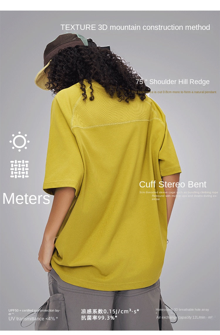 Spring and summer 2025 new American letter logo stitching contrast color design short sleeve T-shirt men loose SH-691