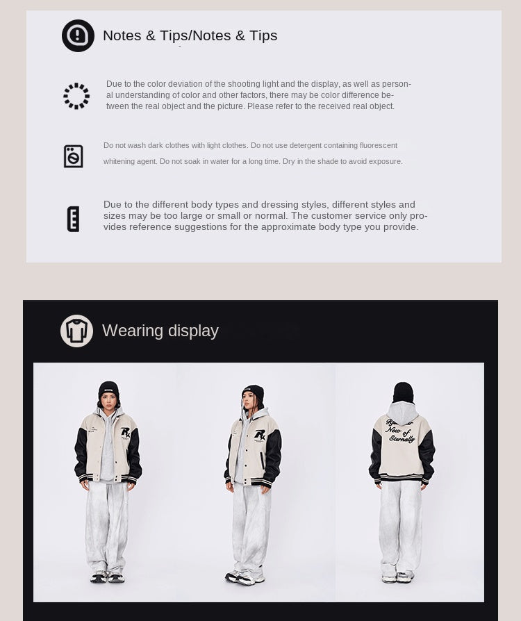 New Retro Street Leather Heavy Industry Embroidered Contrast Color Couple American Baseball Suit Jacket For Men And Women SHW-432