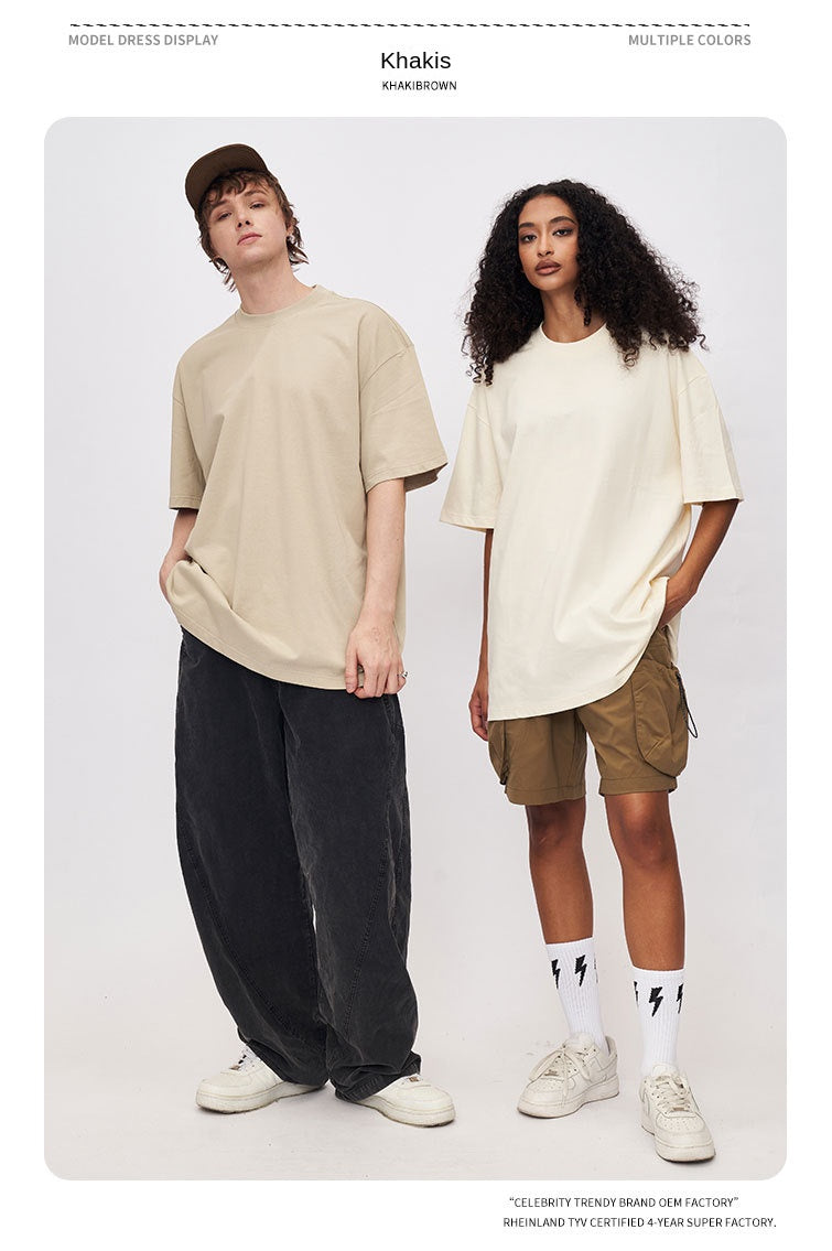 RFSD Men's 2025 Spring and Summer 305G Heavy T-shirt Men's American Pure Cotton Tide Brand Solid Color Short Sleeve Teenager T-shirt SH-682