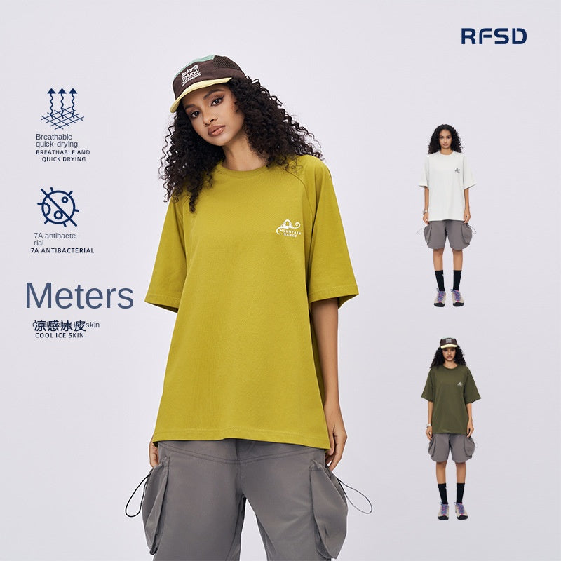 Spring and summer 2025 new American letter logo stitching contrast color design short sleeve T-shirt men loose SH-691