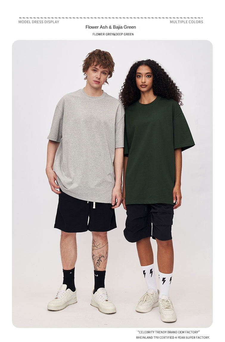RFSD Men's 2025 Spring and Summer 305G Heavy T-shirt Men's American Pure Cotton Tide Brand Solid Color Short Sleeve Teenager T-shirt SH-682