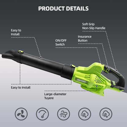 Holyever Cordless Turbo Blower for home, yard, clearing leaves, snow.