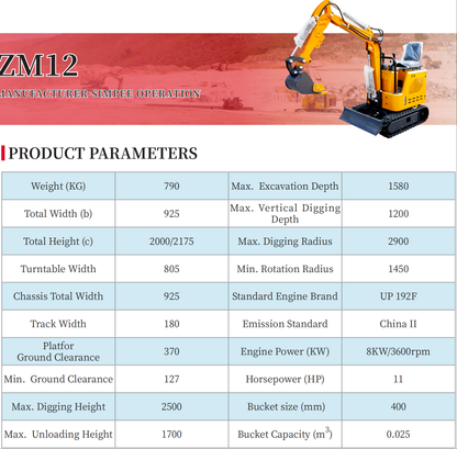 Small Excavator ZM12